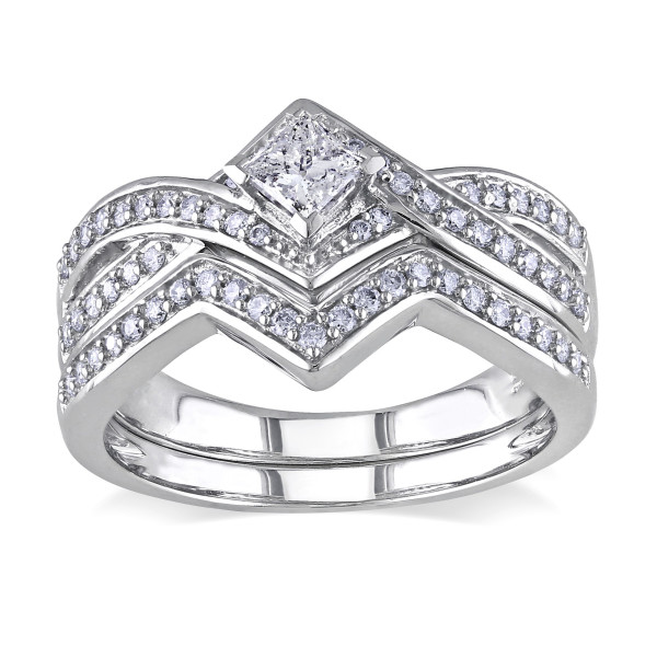 Yaffie Signature White Gold Diamond Bridal Set - Featuring 5/8ct of Sparkling TDW Diamonds