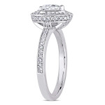 Yaffie Pear and Round-Cut Diamond Halo Engagement Ring from the Signature Collection in White Gold - 5/8ct TDW.