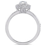 Sparkling White Gold 5/8ct TDW Diamond Halo Engagement Ring from Yaffie Signature Collection featuring Pear and Round-Cut Diamonds