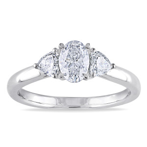 White Gold Oval Diamond Ring from Yaffie Signature Collection (7/8ct TDW)