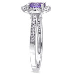 Quatrefoil Halo Ring with Amethyst and 1/4ct TDW Diamonds from Yaffie Signature Collection in White Gold
