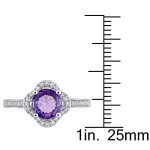 Quatrefoil Halo Ring with Amethyst and 1/4ct TDW Diamonds from Yaffie Signature Collection in White Gold
