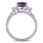 Yaffie White Gold Amethyst & Diamond Engagement Ring from Signature Collection with 5/8ct TDW Oval & Round Stones