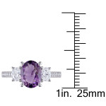 Yaffie White Gold Amethyst & Diamond Engagement Ring from Signature Collection with 5/8ct TDW Oval & Round Stones