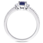 Engage in Elegance with the Yaffie Signature Blue & White Sapphire Diamond Ring in White Gold.