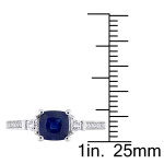 Sparkling Blue Sapphire & White Sapphire Engagement Ring with Diamond Accents from Yaffie Signature Collection in White Gold