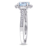 Yaffie Signature Blue Topaz & Diamond Engagement Ring, in White Gold with Quatrefoil Halo.