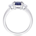 The Yaffie Signature Collection Triple Sapphire Engagement Ring in White Gold with Cushion and Pear Cuts