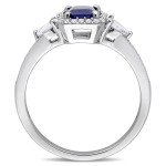 Octagonal & Pear-Cut Blue/White Sapphire Halo Ring from Yaffie Signature Collection in White Gold.