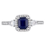 Octagonal & Pear-Cut Blue/White Sapphire Halo Ring from Yaffie Signature Collection in White Gold.