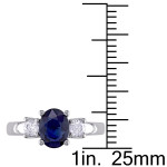 Yaffie Oval Blue Sapphire & 1/3ct Diamond Engagement Ring in White Gold Signature Collection