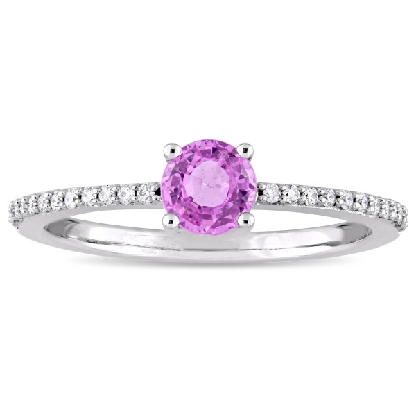 Yaffie Pink Sapphire & Diamond Engagement Ring: A Slender White Gold Signature Piece