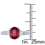Yaffie Pink Tourmaline Heart Diamond 3-stone Ring from the Signature Collection in White Gold, with 1/5ct TDW.