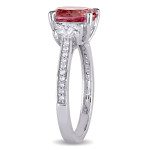 Yaffie Pink Tourmaline and Diamond Engagement Ring from the Signature Collection in White Gold (5/8ct TDW)