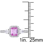 Yaffie Signature Collection: White Gold Engagement Ring with Pink & White Sapphires and 1/6ct TDW Diamond Halo