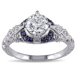 Sapphire & Diamond White Gold Engagement Ring from Yaffie Signature Collection