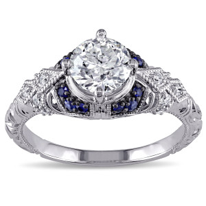Yaffie Signature White Gold & Sapphire Engagement Ring with 1.1ct Diamond Sparkle