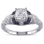 Signature White Gold & Sapphire Engagement Ring with 1 1/6ct TDW Diamonds by Yaffie