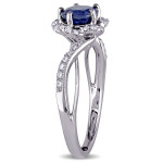 Yaffie Floral White Gold Engagement Ring with Sapphire and Diamonds.