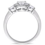 White Gold Engagement Ring with White Sapphire and Diamond Halo - Yaffie Signature Collection