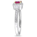 White Gold Ruby and Sapphire Engagement Ring with Diamond Accents by Yaffie Signature Collection