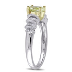 Engage with elegance: Yaffie Signature Collection White & Gold Oval Cut Spiral Ring adorned with a natural 1ct TDW Yellow Diamond.