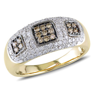 Yaffie Gold Signature Ring with 1/2ct TDW of Brown and White Diamonds