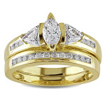 Certified 1ct TDW Diamond Bridal Ring Set - The Yaffie Signature Collection in Gold