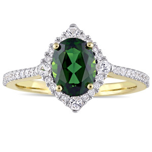 Gold Chrome Diopside White Sapphire and 1/4ct TDW Diamond Ring from the Yaffie Signature Collection - Perfect for the Engagement!