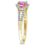 Pink Sapphire and Diamond 3-Stone Engagement Ring from Yaffie Signature Collection