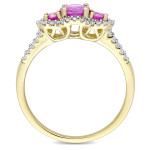 Pink Sapphire and Diamond 3-Stone Engagement Ring from Yaffie Signature Collection