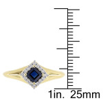 Engage with Elegance: Yaffie Gold Square Sapphire Ring with 1/10ct Diamond Halo from the Signature Collection.