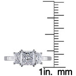 Certified Diamond Ring with Princess Cut and Trapezoid Side Stones, from the Yaffie Signature Collection in Gold, featuring 1 1/2ct TDW.