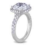 Certified GIA Cushion-Cut Halo Diamond Ring from Yaffie Signature Collection with 5 5/8ct of Gold Sparkle.