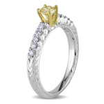 White Gold Ring with 1/2 ct Total Diamond Weight in Yellow and White from Yaffie Signature Collection