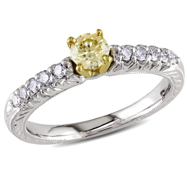 White Gold Ring with 1/2 ct Total Diamond Weight in Yellow and White from Yaffie Signature Collection