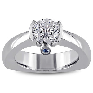 Grandeur in White Gold: Sapphire & 1ct TDW Diamond Ring from Yaffie Signature Collection