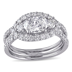 Yaffie Signature White Gold Bridal Ring Set with Sparkling Diamonds - 2.1ct of Pure Elegance