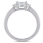 White Gold Diamond Three-Stone Engagement Ring by Yaffie Signature Collection (3/5ct TDW) with Oval and Round-Cut Diamonds