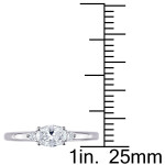 White Gold Diamond Three-Stone Engagement Ring by Yaffie Signature Collection (3/5ct TDW) with Oval and Round-Cut Diamonds