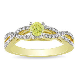 Yaffie Golden Ring with 1/2ct of Elegant Yellow and White Diamonds from the Signature Collection