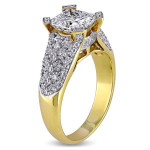 Golden Princess Cut Diamond Ring by Yaffie Signature Collection, 2 5/8ct TDW
