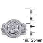 White Gold Bridal Set with Multi-Row Diamond Cluster by Yaffie Signature Collection - 2 1/2ct TDW