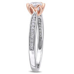 Yaffie 2-Toned Diamond Flower Halo Ring in White and Rose Gold with 5/8ct TDW from the Signature Collection