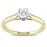 Yaffie Handcrafted Gold Solitaire Engagement Ring with Sparkling Diamonds and Pink Sapphire