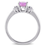 Pink Sapphire & Diamond Engagement Ring in White Gold by Yaffie Signature Collection