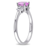 Pink Sapphire & Diamond White Gold Engagement Ring from Yaffie Signature Collection
