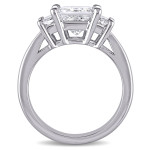 Yaffie Platinum Princess-Cut Diamond Engagement Ring with a Triple Stone Sparkle