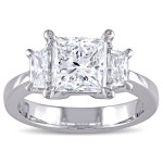 Yaffie Platinum Princess-Cut Diamond Engagement Ring with a Triple Stone Sparkle