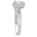 Heart Halo Diamond Engagement Ring - Yaffie Signature Collection in Sterling Silver with 1/3ct TDW